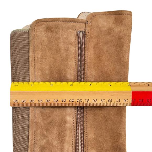 Tsubo Kynlee Wedge Tall Riding Boot SZ 7.5 Womens Mink Brown Suede Knee High Zip - Picture 11 of 12